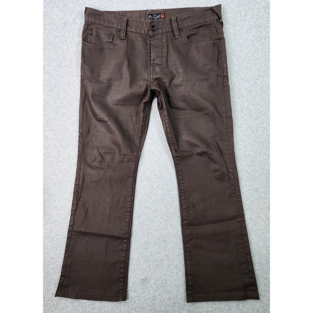G‎ By Guess Mens 38 Button Fly Calan Straight Leg Denim Jeans Brown Lightweight